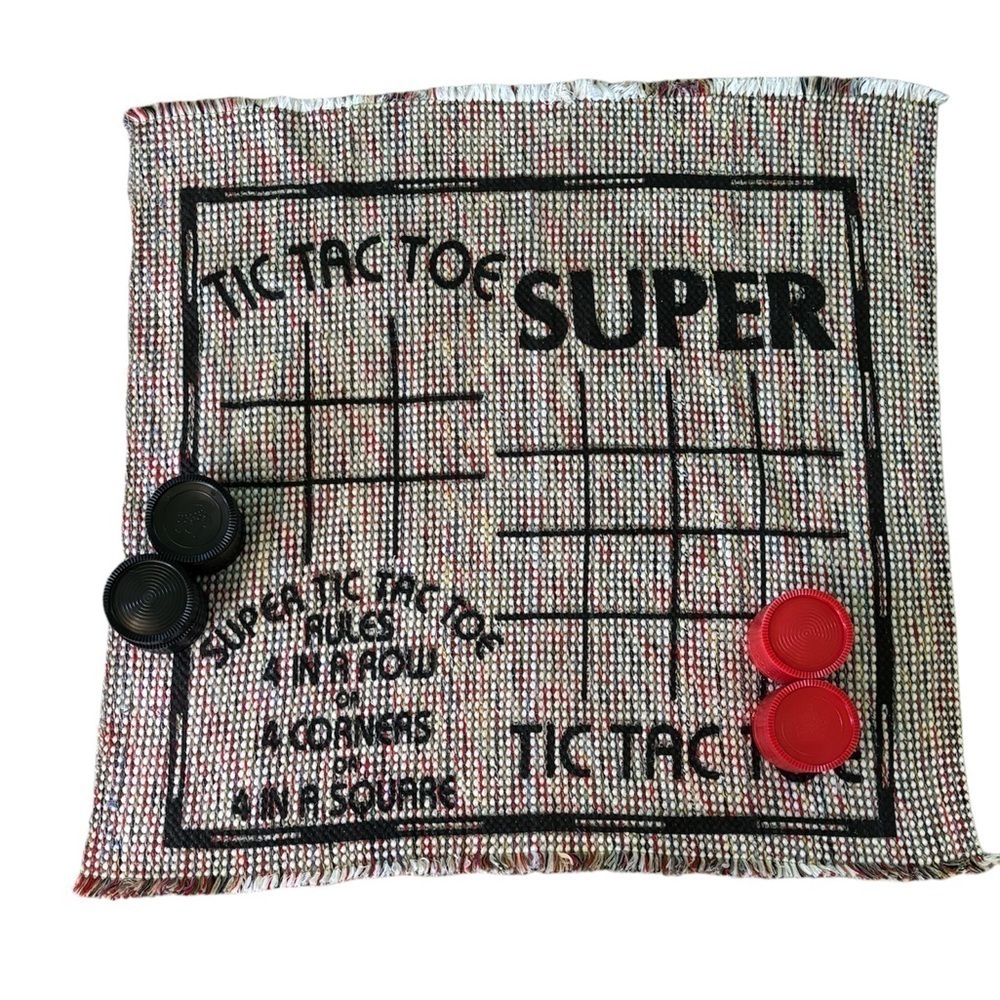 Jumbo Checkers and Tic Tac Toe Oversized Fabric Game Board with Bag